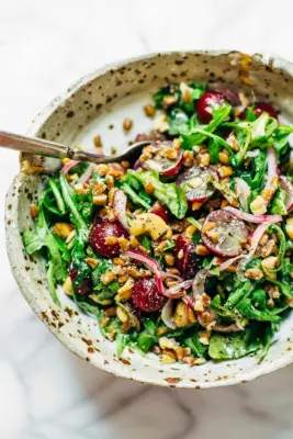 Arugula Salad With Grapes, Farro, and Black Pepper Vinaigrette