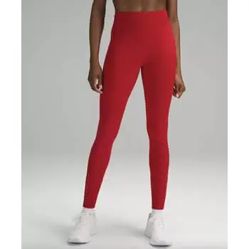 247CM editor photographed wearing lululemon Swift Speed High-Rise Tights running with group in New York City