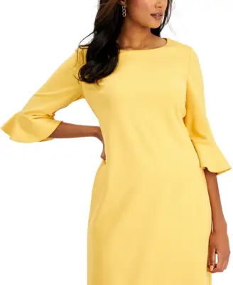 A Quarter-Sleeve Dress: Kasper Ruffle-Sleeve Sheath Dress
