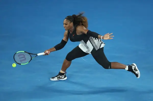 Serena Williams Wearing Black and White Printed Nikes at the Australian Open in 2017