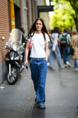 Baggy, Low-Rise Jeans + a Baby Tee + Crocs