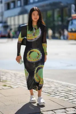 A Formfitting Knit Midi Dress + Crocs