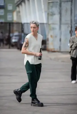 Sweater Vest, Pearls, Cargo Pants, and Doc Martens