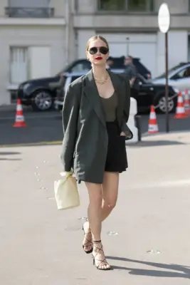 Style Black Shorts With a Bodysuit, Oversize Blazer, and Strappy Black Heels