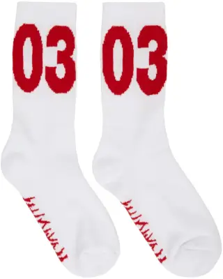 032c White & Red Workshop Socks