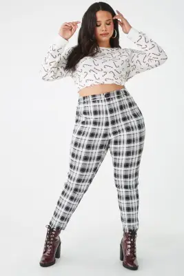 Candy Cane Print Plus-Size Thermal Top