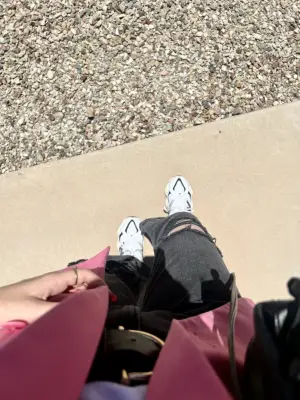 woman wearing new balance 9060 sneakers