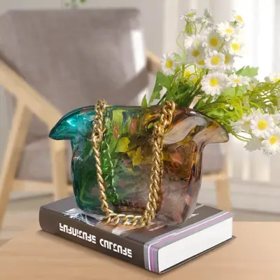 Multicolor Glass Purse Vase With Chain Strap From Amazon