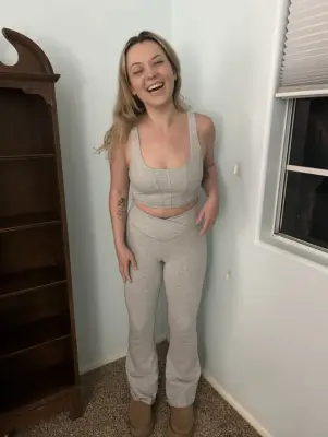 Forever 21 Seamed Longline Sports Bra and Heathered Flare Leggings