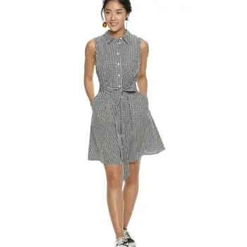 LOFT Floral Tie Neck Flare Dress