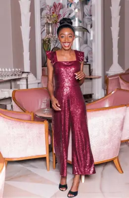 Gal Meets Glam Collection Casey Sequin Ruffle Strap Jumpsuit