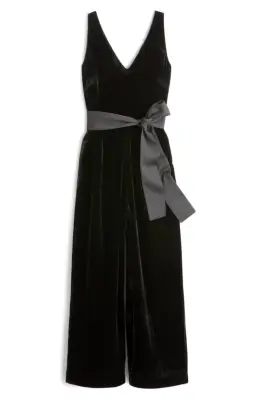 J.Crew V-Neck Wide-Leg Velvet Jumpsuit
