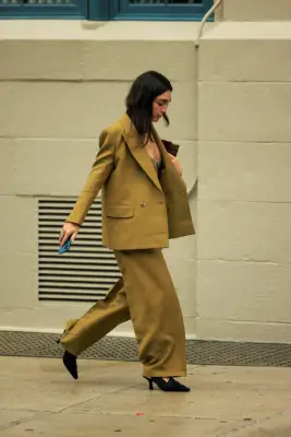 Wide-Leg Pants With a Blazer and Bralette