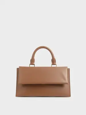 Charles & Keith Brown Rectangular Top Handle Bag