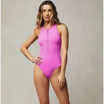 Fabletics Admiral Blue High Tide Zip-Front One-Piece Swimsuit