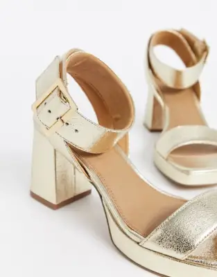 Alternative: ASOS Design Hopscotch Platform Heeled Sandals in Metallic