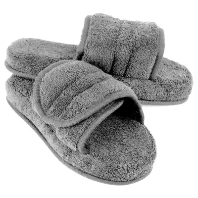 EuropeanSoftest Turkish Cotton Terry Open Toe Spa Slide Slippers