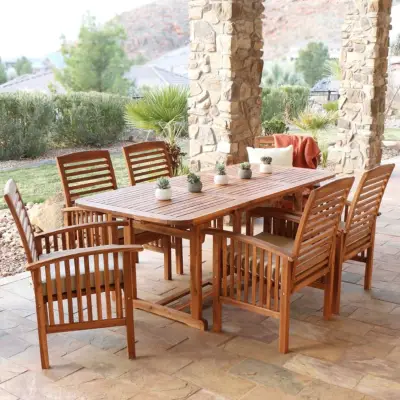 Brown Acacia 7-Piece Dining Set