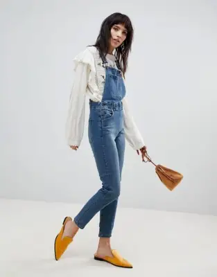 Free People Slim Denim Overalls