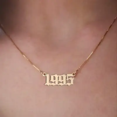 Etsy Customize Old English Number Necklace