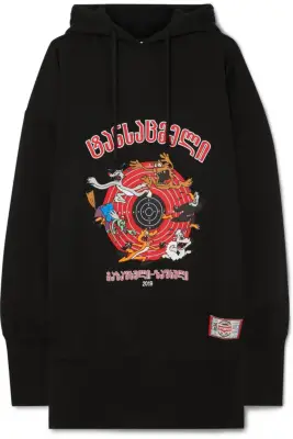 Vetements Cartoon Oversized Embroidered Cotton-Jersey Hoodie