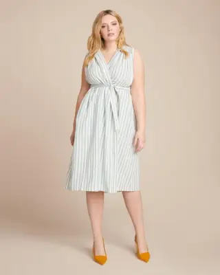 MII Striped Sleeveless Wrap Dress