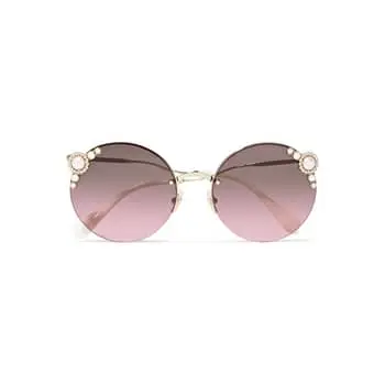 Miu Miu Round-Frame Embellished Sunglasses