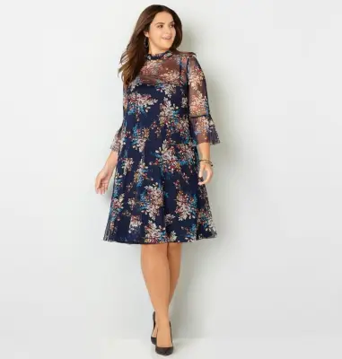 Avenue Sheer Ruffle Dress