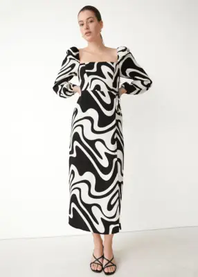 & Other Stories Square Neck Midi Dress