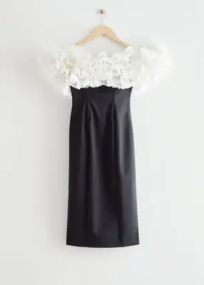 & Other Stories Off Shoulder Tulle Midi Dress