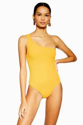 Topshop Orange One Shoulder Swimsuit