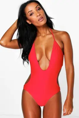 Boohoo Kos Deep Plunge Swimsuit