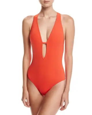 Jets Illuminate Plunge-Neck One-Piece Swimsuit
