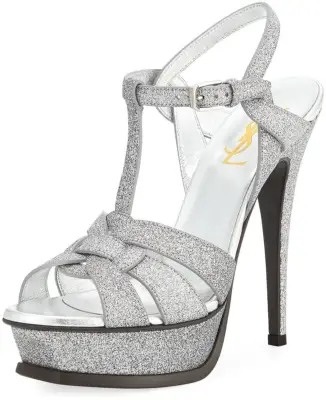 Saint Laurent Tribute Glitter Sandal