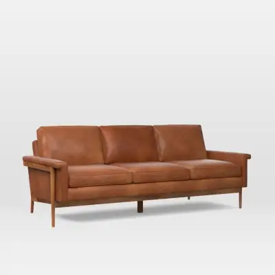 Leon Wood Frame Leather Sofa