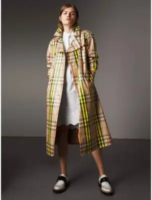 Burberry Laminated Check Trench Coat