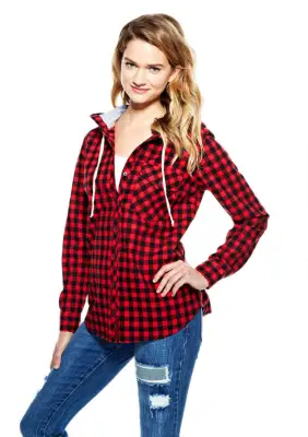 Hooded Buffalo Check Shirt
