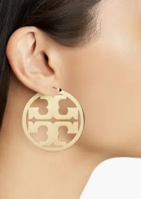 Tory Burch Logo Hoop Earrings