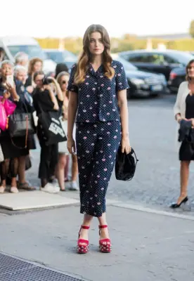 Make Your Pajama-Inspired Outfit Daytime Appropriate With a Pair of Heels