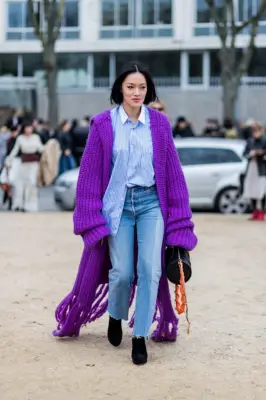 Drape Yourself in an Oversize Purple Cardigan