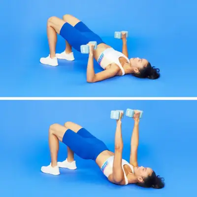 Weightlifting Exercises For Weight Loss: Glute Bridge With Chest Press