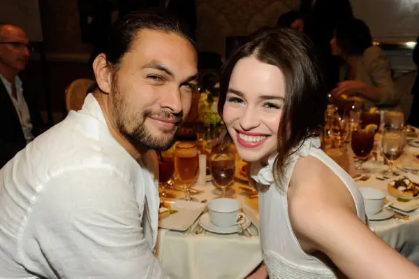 BEVERLY HILLS, CA - JANUARY 13: Actor Jason Momoa (L) and actress Emilia Clarke attend the 12th Annual AFI Awards held at the Four Seasons Hotel Los Angeles at Beverly Hills on January 13, 2012 in Beverly Hills, California. (Photo by Frazer Harrison/Get