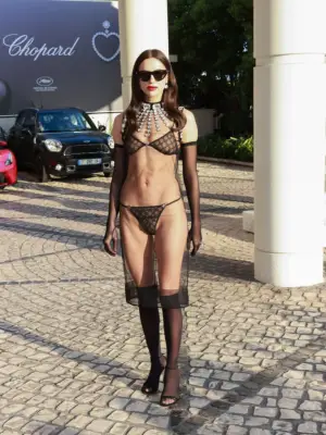 Irina Shayk Wearing a See-Through Bikini