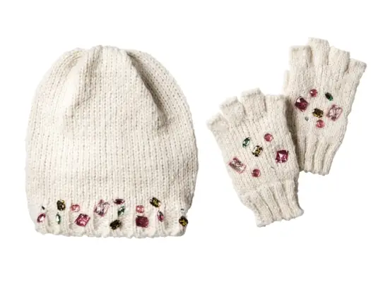 Jeweled Beanie and Mitten Set