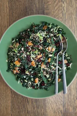 Unique Thanksgiving Side Dish: Brussels Sprout, Beluga Lentil, and Cranberry Holiday Salad