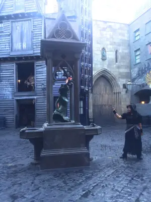 The mermaid fountain does more than just spout a bit of water.