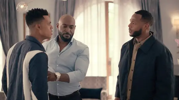 Marlon Wayans as Lou, Adrian Holmes as Uncle Phil, and Jabari Banks as Will Smith in Bel-Air.