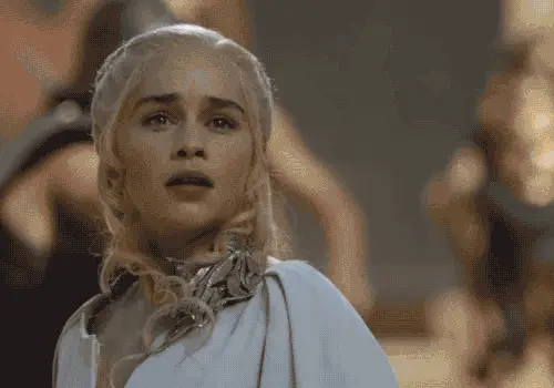 Drogon, who is missing when Daenerys chains his brothers, returns triumphantly.