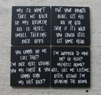 Mirror Rap Lyrics Coaster Set of 4