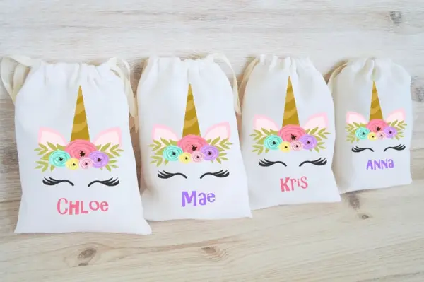Personalized Unicorn Drawstring Treat Bags